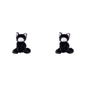 2PK Mary Meyer Catsy Kitty Cat Plush Toy Stuffed Animal 10x15cm - Black