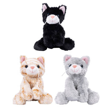 3pc Mary Meyer Catsy Kitty Cat Plush Toy Combo Set - Black/Grey/Ginger