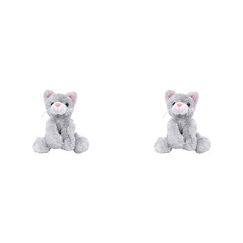 2PK Mary Meyer Catsy Kitty Cat Plush Toy Stuffed Animal 10x15cm - Grey