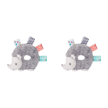 2PK Mary Meyer Taggies Heather Hedgehog Teether Rattle 13.5cm Grey Baby 0+ Grey