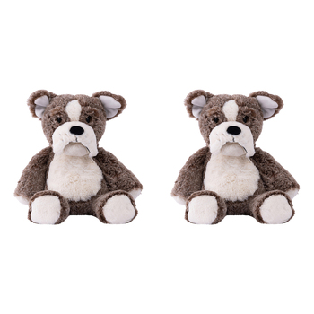 2PK Mary Meyer Marshmallow Animal Bulldog 33cm Soft Plush Toy Kids 0+ Grey