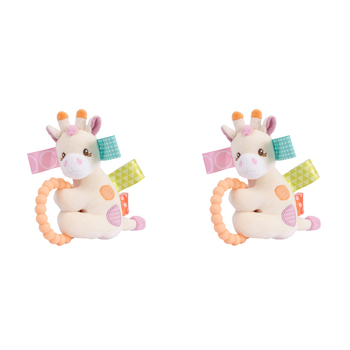 2PK Mary Meyer Taggies Tilly Giraffe 13cm Teether Rattle Baby 0+ Pink