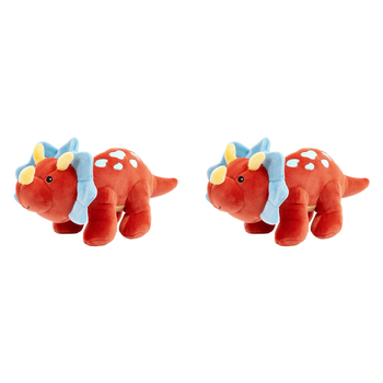2PK Mary Meyer Smootheez Triceratops 25cm Soft Plush Toy Kids 0+ Red