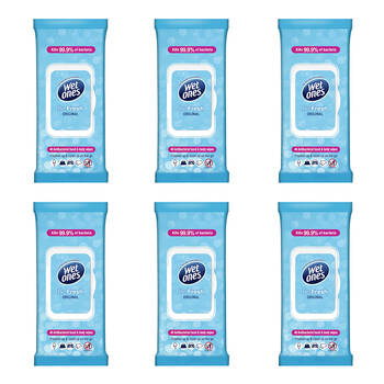 6x 40pc WetOnes Fresh Original Travel Surface Cleaning Wipes Antibacterial 