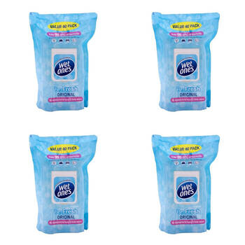 4x 80pc WetOnes Be Fresh Orignal Surface Cleaning Wipes Antibacterial 