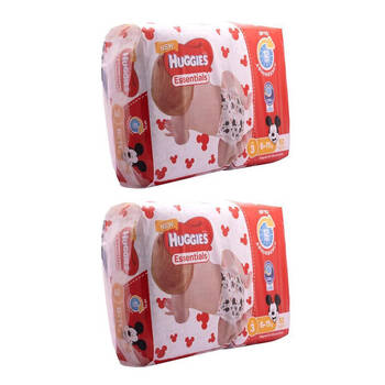 2x 52pc Huggies Essentials Mickey Crawler Absorbent Size 3