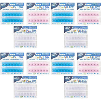 12x 2pc Wish Health Supplement Travel Pill Capsule Organiser Weekly Assorted