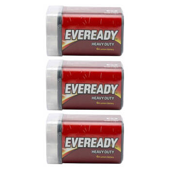 3PK Eveready 6V Latern Zinc-Carbon Powered Battery For Most Devices