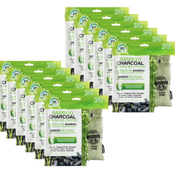 12x 3pc Air Fusion Bamboo Charcoal Air Purifying Bag Odour Absorber 15x10cm