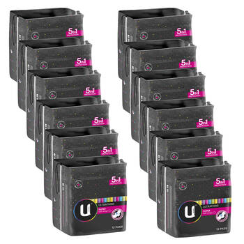 12PK 12pc U by Kotex Women Super Absorbent Winged Pads Sanitary Napkin Ultra Thin