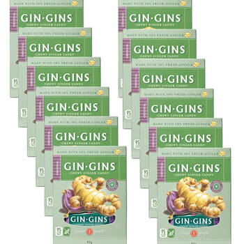 12PK The Ginger People Gin Gins Original Chewy Ginger-Flavoured Lollies 84g