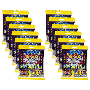 12PK TNT Liquid Filled Sour Chew Balls Variety Pack Candy Lollies 150g Assorted