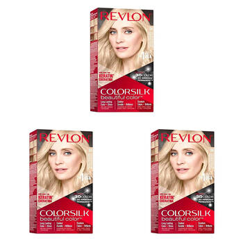 3PK Revlon ColorSilk Permanent Hair Colour Dye 04 Ultra Light Natural Blonde