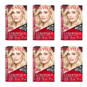 6PK Revlon ColorSilk Permanent Hair Colour Dye 04 Ultra Light Natural Blonde