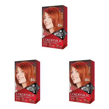 3PK Revlon ColorSilk Permanent Hair Colour Dye Ammonia-Free 45 Bright Auburn