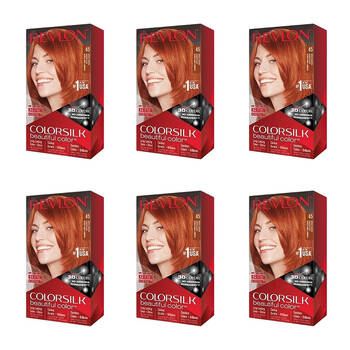 6PK Revlon ColorSilk Permanent Hair Colour Dye Ammonia-Free 45 Bright Auburn