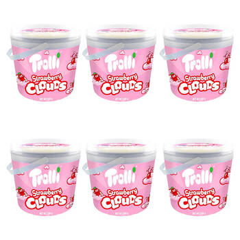 6PK Trolli Strawberry Clouds Party-Size Bucket Chewy Candy Lollies 600g Red