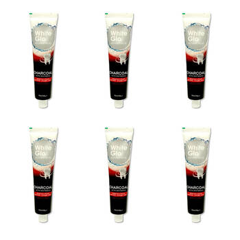 6PK White Glo Advantage Charcoal w/ Whitening Stain-Removing Toothpaste 98g