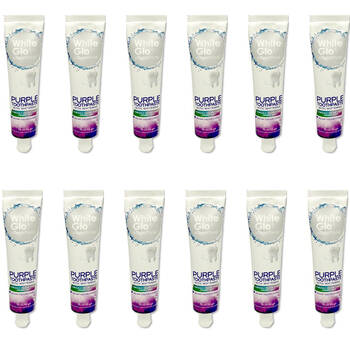 12PK White Glo Advantage Purple w/ Whitening Dental Care Toothpaste 113g
