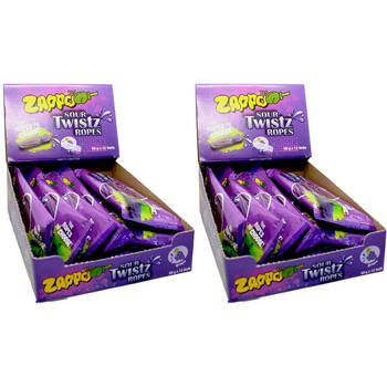 24PK Zappo Sour Twistz Ropes Grape Chews Fruit Flavoured Lollies 50g