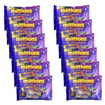 12PK Zappo Millions Grape Candy Share Pack Fruit Lollies Confectionery 368g