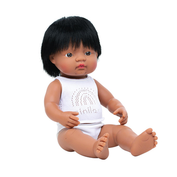 Miniland Baby Doll Hispanic Boy 38cm Kids Pretend Play Toy 10m+