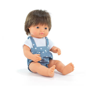 Miniland MF&M Baby Doll Brown Hair Boy 38cm Kids Toy 10m+