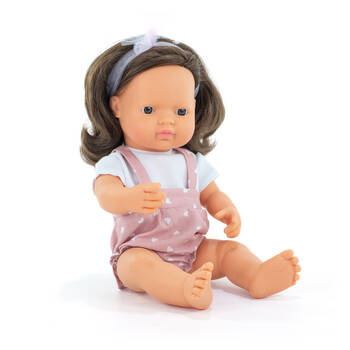 Miniland MF&M Baby Doll Brown Hair Girl 38cm Kids Toy 10m+