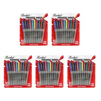 5x 10pc Everlast Fine Point Coloured Permanent Markers Writing Stationery