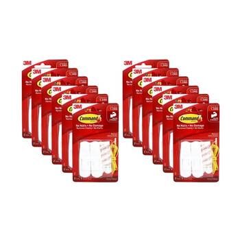 12x 2pc 3M Command No Nail Medium Hanging Utility Wall Hook Holds 1.3kg White
