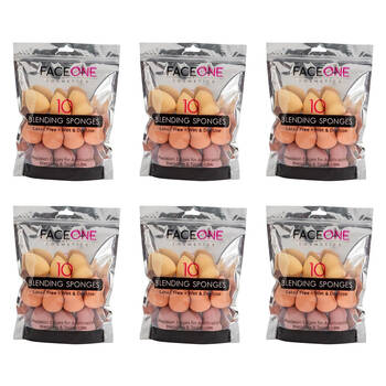 6x 10pc Faceone Beauty Blender Makeup Sponge Puff Foundation Applicator