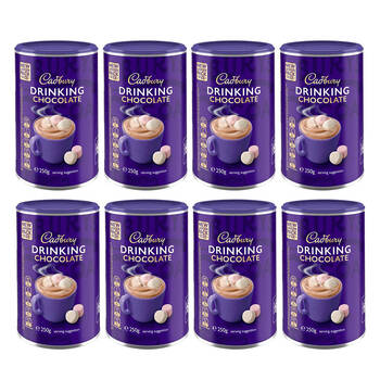 8PK Cadbury Drinking Chocolate Powder Tub 250g Beverage Drink
