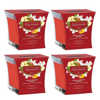 4PK Air Fusion Glass Scented Candle Apple Harvest Red Home Room Fragrance
