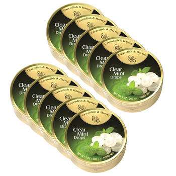 10PK Cavendish & Harvey Clear Mint Drops 200g Candy Lollies Sweet Confectionery
