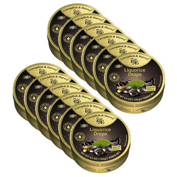 12PK Cavendish & Harvey Liquorice Drops 130g Candy Lollies Sweet Confectionery