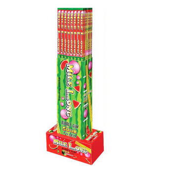 48PK Mile Long Sour Filled Bubblegum Sticks w/ Watermelon Flavour 85g