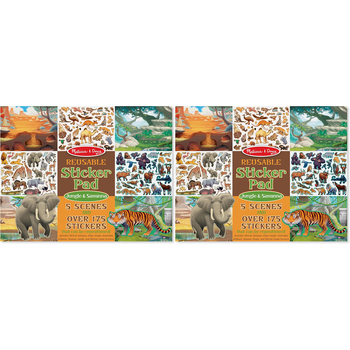 2PK Melissa & Doug Reusable Sticker Pad Jungle & Savanna Kids/Childrens Toy 3y+