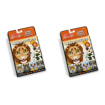 2PK Melissa & Doug On The Go Reusable Stickers Safari Kids/Childrens Toy 4+