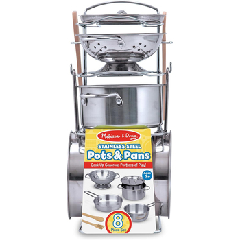 Melissa & Doug Stainless Steel Pots & Pans Set Kids/Childrens Toy 3+