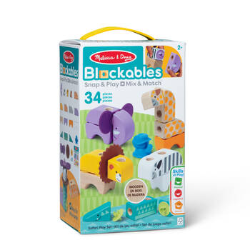 34pc Melissa & Doug Blockables Safari Wooden Blocks Kids Toy Play Set 2y+