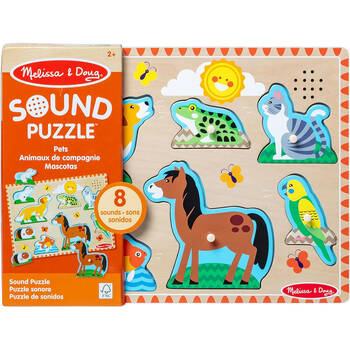 8pc Melissa & Doug Pets Animals Wooden Sound Puzzle Kids Toy Jigsaw 2y+