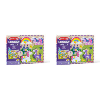 2PK Melissa & Doug Unicorn Chunky Puzzle Extra Thick Wooden Kids Jigsaw 2y+