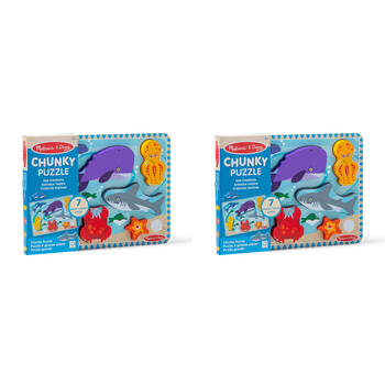 2PK Melissa & Doug Sea Life Chunky Puzzle Extra Thick Wooden Kids Jigsaw 2y+