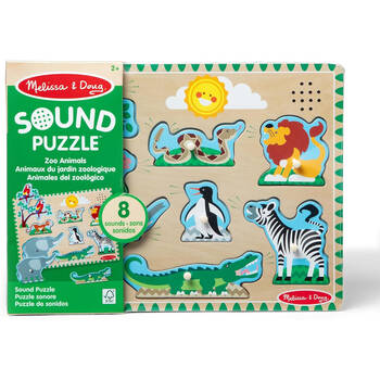 8pc Melissa & Doug Zoo Animals Wooden Sound Puzzle Kids Toy Jigsaw 2y+