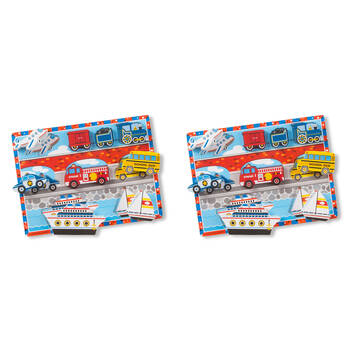 2PK Melissa & Doug Vehicles Chunky Puzzle Extra Thick Wooden Kids Jigsaw 2y+