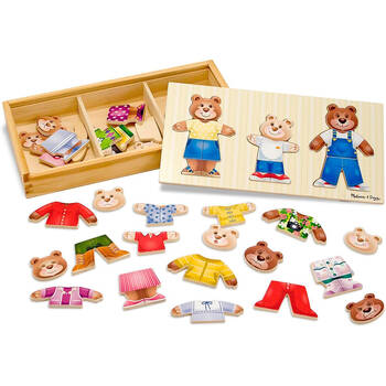 45pc Melissa & Doug Wooden Bear Family Dress Up Kids Toy Mix and Match Game 3y+