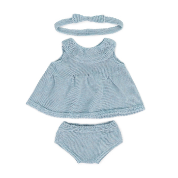 3pc Miniland Clothing Eco Knitted Dress & Hairband For 38cm Doll 3y+