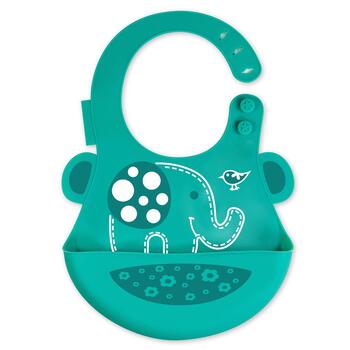 Marcus & Marcus Baby Bib Ollie Elephant Soft Silicone 6m+ Green