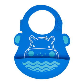 Marcus & Marcus Baby Bib Lucas Hippo Soft Silicone 6m+ Blue
