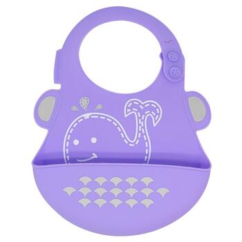 Marcus & Marcus Baby Bib Willo Whale Soft Silicone 6m+ Lilac